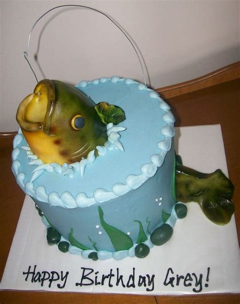 Grey S Bass Fishing Hunting Fish Cake Birthday Fish Cake