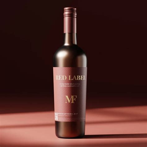 Red Label Wine Bottle Mockups PSD