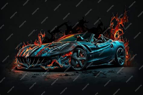 Premium Ai Image A Car With A Broken Windshield And The Word Ferrari