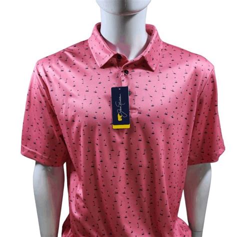 Jack Nicklaus Shirts Nwt Jack Nicklaus Allover Golf Flag Performance Polo Shirt Upf 5 Pink