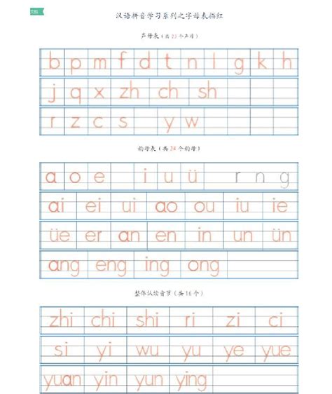 拼音表、字母表四线三格a4打印完美版word文档在线阅读与下载免费文档