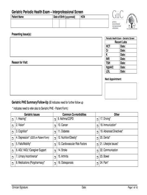 Fillable Online Giic Rgps On Geriatric Periodic Health Exam