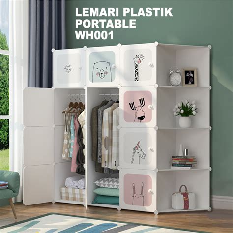 Lemari Pakaian Plastik Resint 12 Pintu 4 Slot Rak Tas Tempat Gantungan