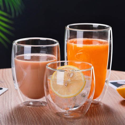 80ml 150ml 250ml 350ml 450ml Insulated Mugs Borosilicate Latte Tea Cups