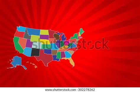 Colorful United States Map Vector Illustration Stock Vector Royalty