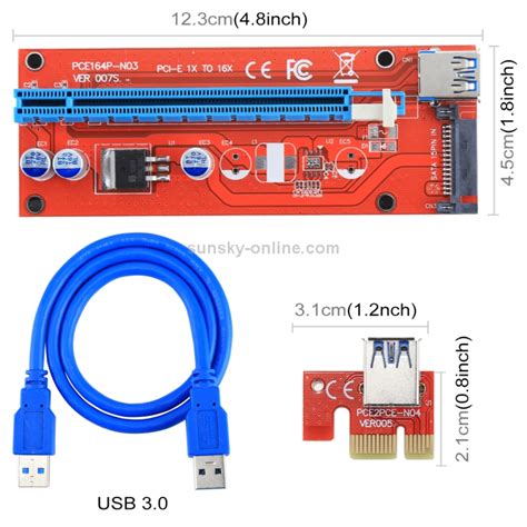 SUNSKY USB 3 0 PCI E Express 1x To 16x PCI E Extender Riser Card