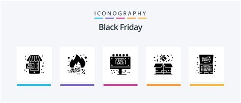 Black Friday Glyph Icon Pack Including Friday Percentage Trending