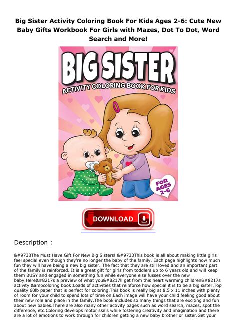 ⚡ Pdfdownload ⚡ Big Sister Activity Coloring Book For Kids Ages 2 6