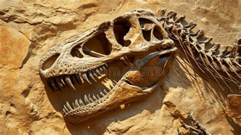 The Fossilized Remains Of A Large Carnivorous Dinosaur With Broken