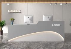 Custom Modern Small Blcak White Reception Front Desk