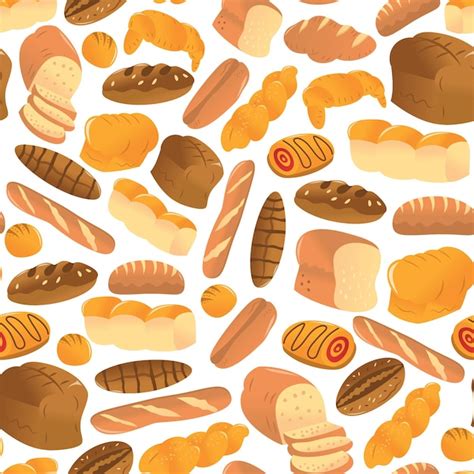 Premium Vector Cartoon Bakery Bread Seamless Pattern Background