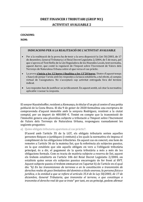 examen final de dret financer  tributari dret financer  tributari