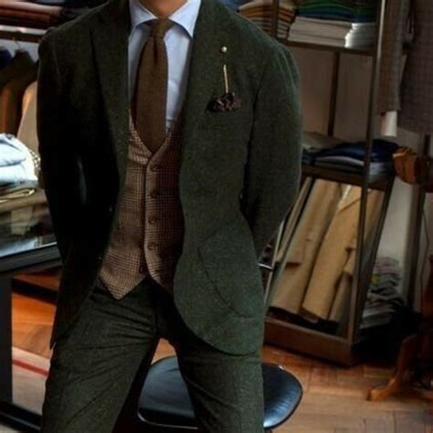 Men Green Tweed Suit Wedding Suit Groom Wear Suit 3 Piece Suit Etsy