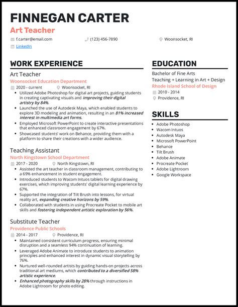 3 Art Teacher Resume Examples to Land Your Next Job in 2024