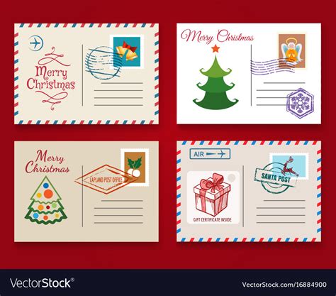 Christmas postcard template set Royalty Free Vector Image