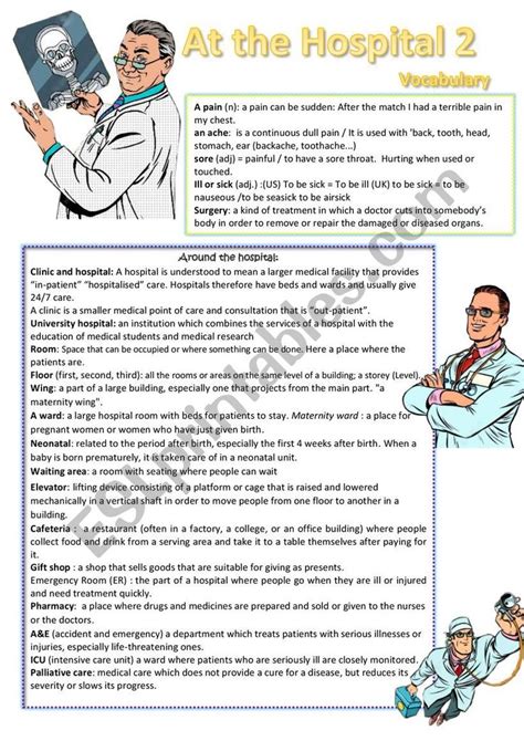 At The Hospital Vocabulary Esl Worksheet By Cariboo Vocabulary English Vocabulary Words