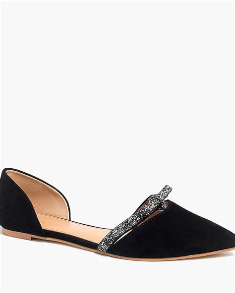 Factory Suede D Orsay Flats With Glitter Bow For Women