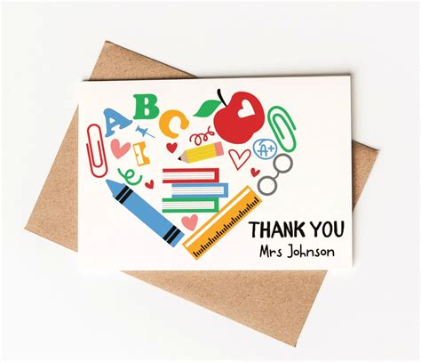 Teacher Thank You Card Personalised Teacher Card End Of Term T For Teachers Etsy