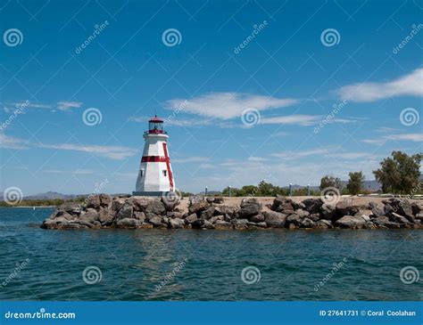 Lighthouse in Lake Havasu City, AZ Stock Image - Image of rocks ...