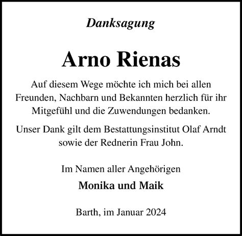 Traueranzeigen Von Arno Rienas Trauer Anzeigen De