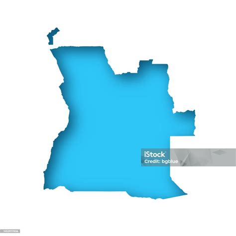 Angola Map White Paper Cut Out On Blue Background Stock Illustration