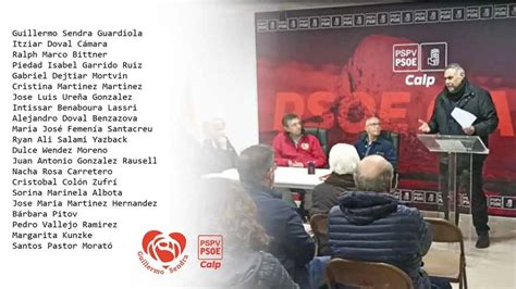 El Psoe De Calp Hace Oficial Su Lista Para Las Elecciones Locales