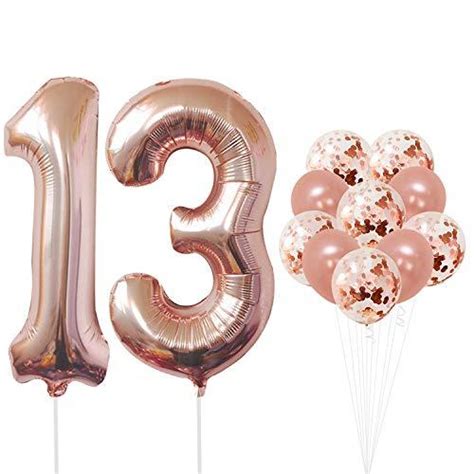 Rose Gold 13 Number Balloons Large 1 And 3 Mylar Rose Gold Balloons