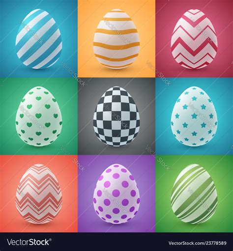 Happy Easter Cartoon Set Egg Icon Royalty Free Vector Image