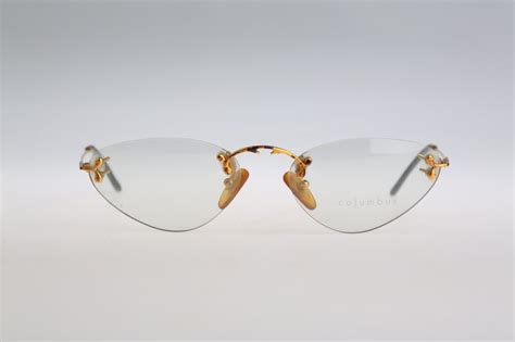 Vintage Rimless Cat Eye Eyeglasses Columbus M207 C04 80s Etsy