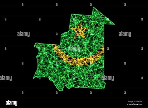 Mappa Della Mauritania Mappa Poligonale Delle Linee Mesh Mappa Delle