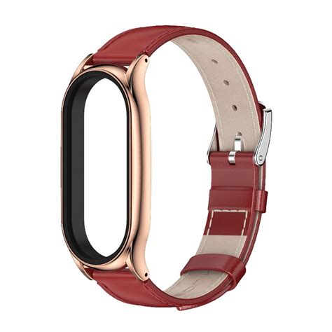 For Xiaomi Mi Band 8 Mijobs Plus Case Genuine Leather Watch Band Red