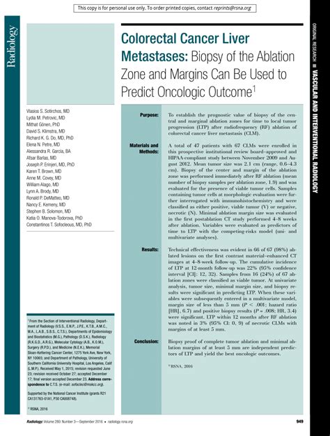 Pdf Colorectal Cancer Liver Metastases Biopsy Of The Ablation Zone