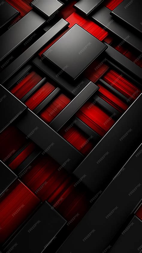 Premium AI Image | Black and Red 3D shapes Wall with Glossy Finishes ...