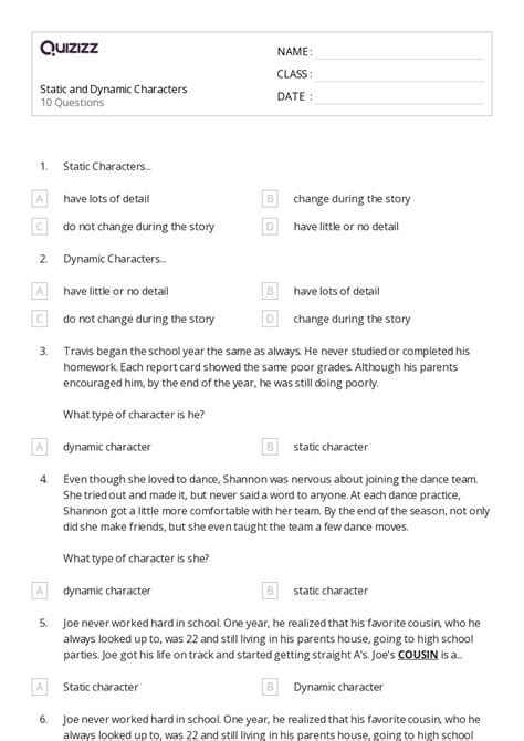 Comparing And Contrasting Characters Worksheets For Th Year On