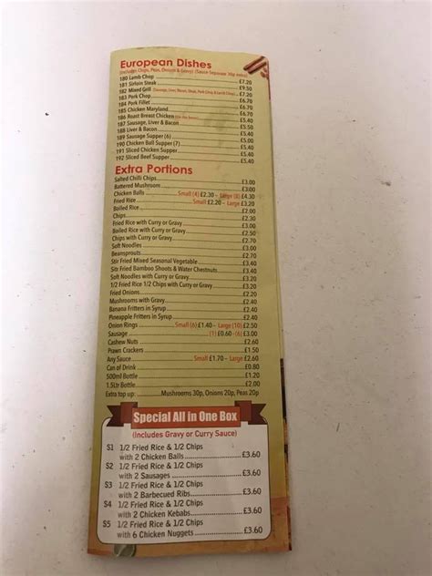 Menu At Golden House Fast Food Portadown