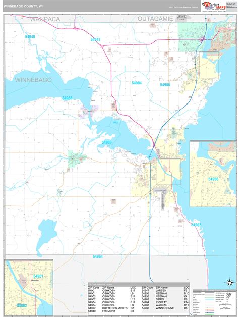 Winnebago County Wi Wall Map Premium Style By Marketmaps