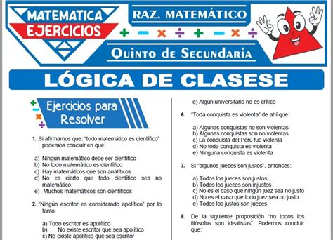 Ejercicios de Lógica de Clases para Quinto de Secundaria