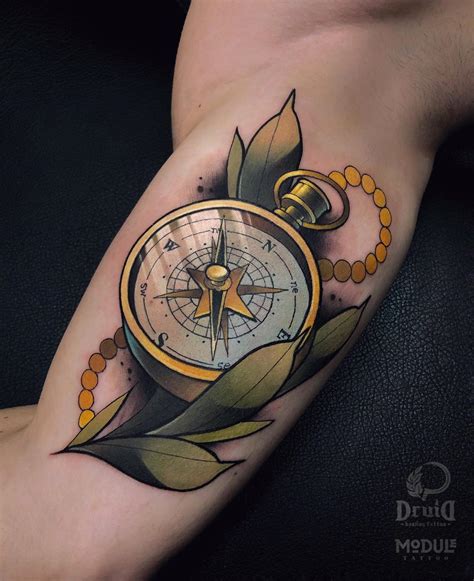 Neo Traditional Compass Tattoo