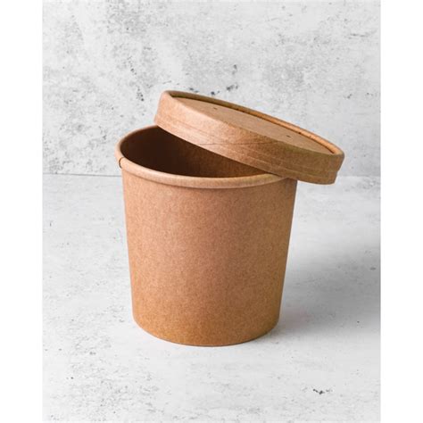 Oz Kraft Heavy Duty Soup Container Paper Lid Recyclable Per