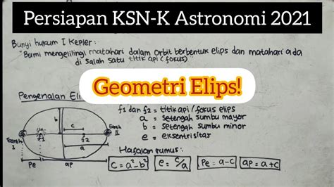 Persiapan Ksn K Astronomi Geometri Elips Materi Contoh Soal