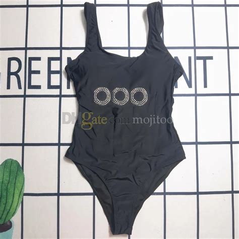 Designer Rhinestone Letter One Piece Bikini Black Push Up Cute Modest Swimsuits For Pool