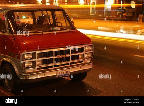 Red Dodge Van In Chicago Stock Photo Alamy