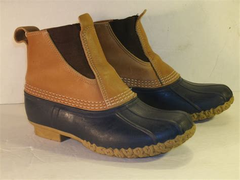 LL Bean Bean Boots Duck Boots Blue Rubber Brown Leather Upper