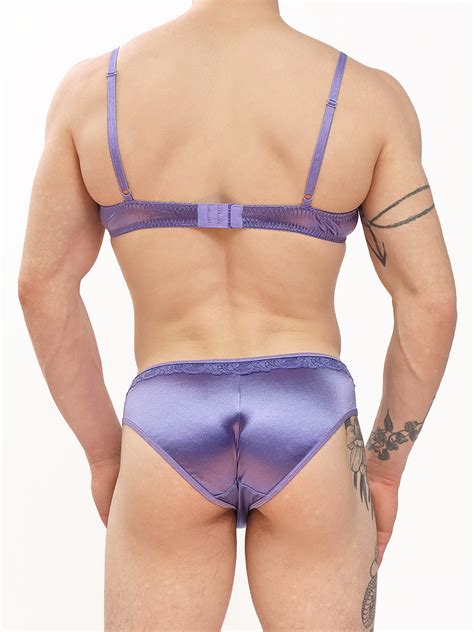 Mens Purple Satin And Lace Bra Satin Lingerie For Men Xdress Uk