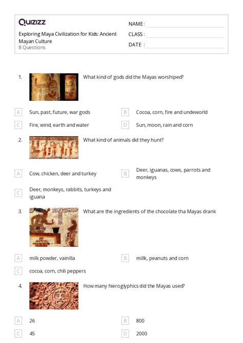 Maya Civilization Worksheets On Quizizz Free Printable