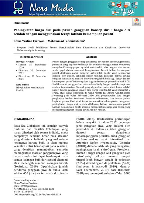 PDF Peningkatan Harga Diri Pada Pasien Gangguan Konsep Diri Harga