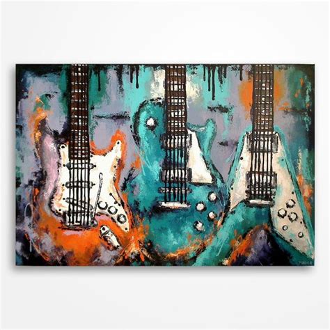 Guitar Painting Gift For Musician Music Art Les Paul Flying V