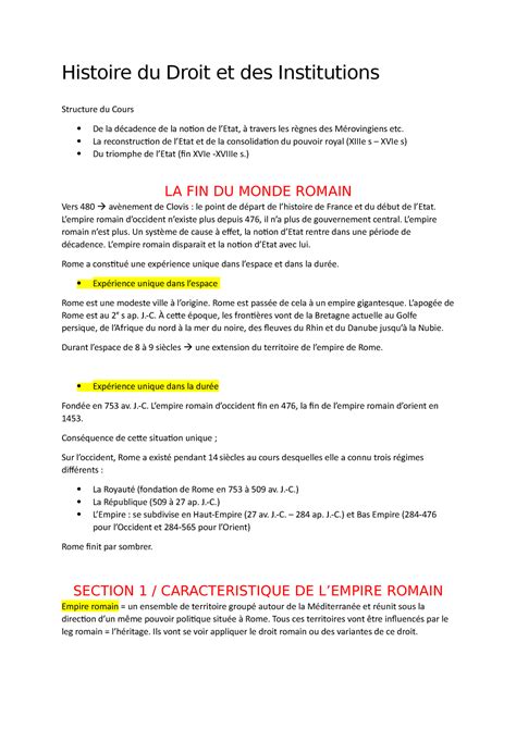 Hdi Cours Histoire Du Droit Et Des Institutions Roumy Histoire