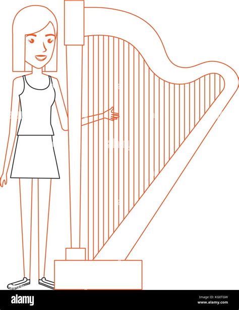 Woman Playing Harp Character Stock Vector Image And Art Alamy