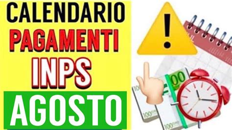 CALENDARIO PAGAMENTI INPS AGOSTO 2021 ECCO TUTTE LE DATE YouTube